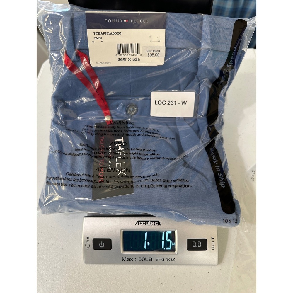 Tommy Hilfiger Mens Tate Blue Thflex Dress Pants 36W X 32L Flat Front - Picture 15 of 15